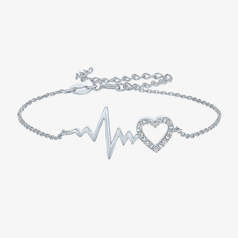 Diamond Accent (G-H / Si2-I1) Womens Sterling Silver 8 Inch Cable Chain Bracelet