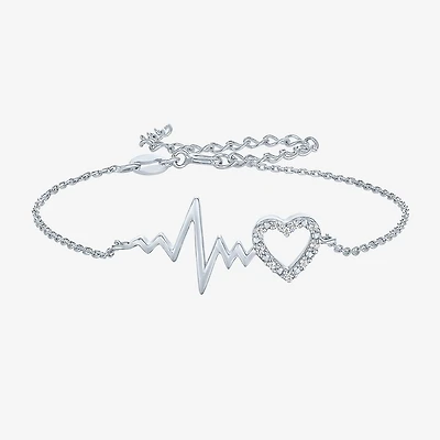 Diamond Accent (G-H / Si2-I1) Womens Sterling Silver 8 Inch Cable Chain Bracelet
