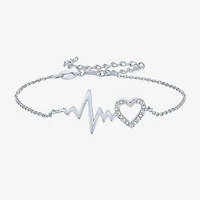 Diamond Accent (G-H / Si2-I1) Womens Sterling Silver 8 Inch Cable Chain Bracelet