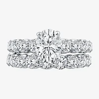 Signature By Modern Bride (G / Si1-Si2) Womens 4 CT. T.W. Lab Grown White Diamond 10K Gold Oval Side Stone Bridal Set