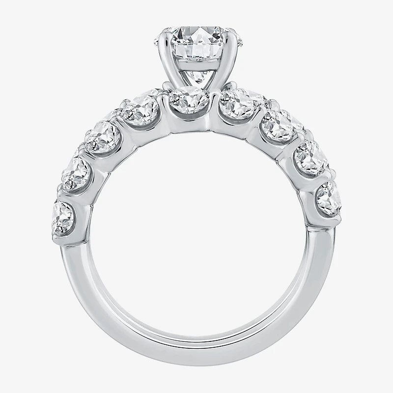 Signature By Modern Bride (G / Si1-Si2) Womens 4 CT. T.W. Lab Grown White Diamond 10K Gold Oval Side Stone Bridal Set