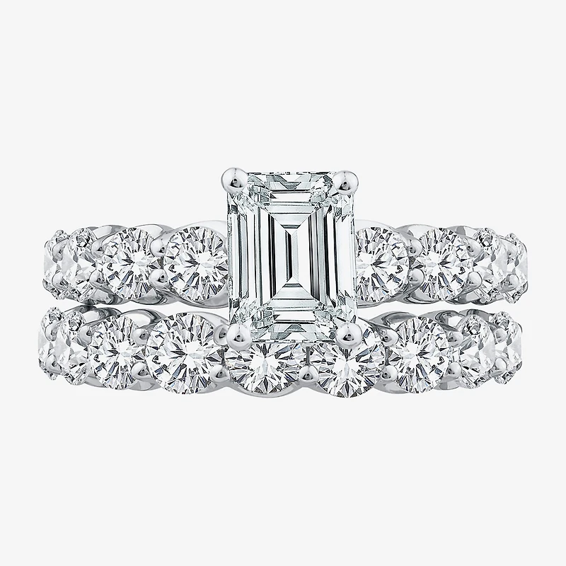 Signature By Modern Bride (G / Si1-Si2) Womens 4 CT. T.W. Lab Grown White Diamond 10K Gold Side Stone Bridal Set