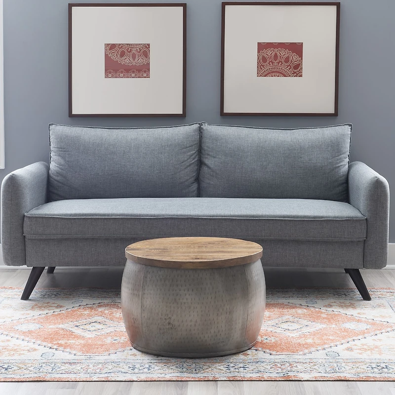 Kirkglen Metal Storage Drum Accent Table