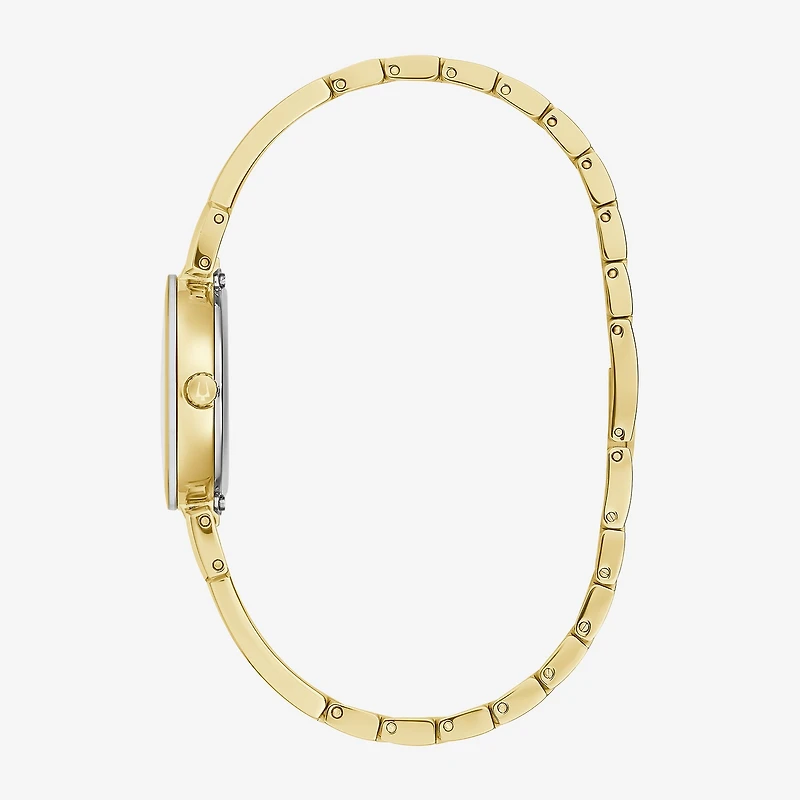 Bulova Marc Anthony Modern Bangle Womens Diamond Accent Gold Tone Stainless Steel Bangle Watch 97p164