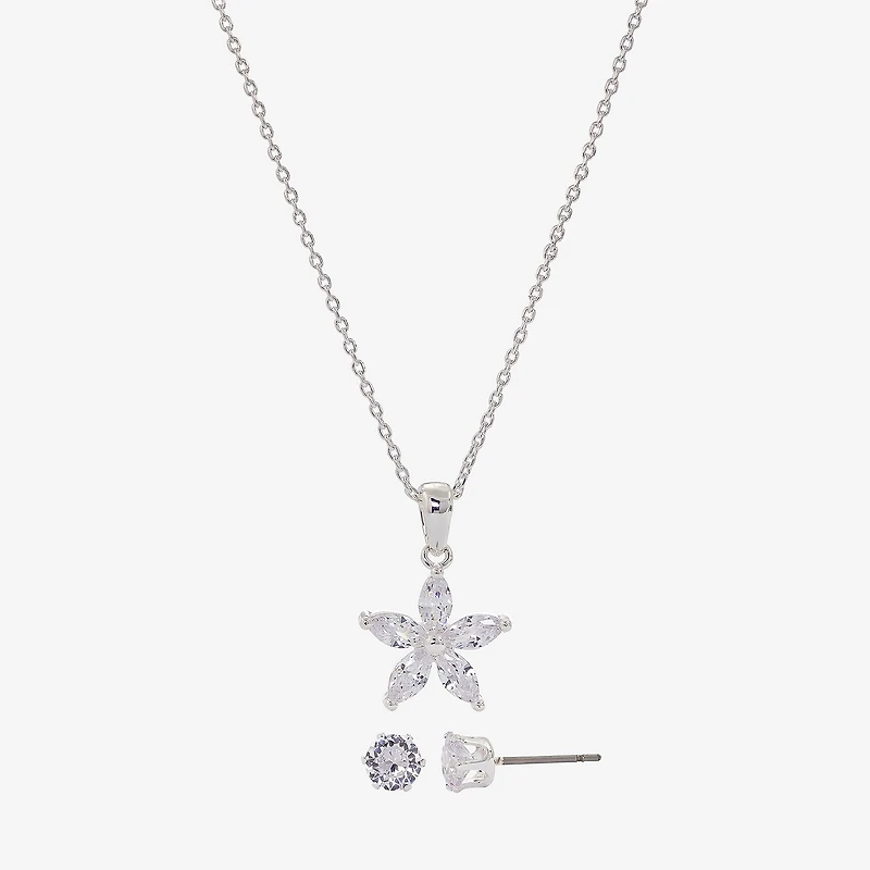 Sparkle Allure Womens Cubic Zirconia Pure Silver Over Brass Star 2-pc. Jewelry Set