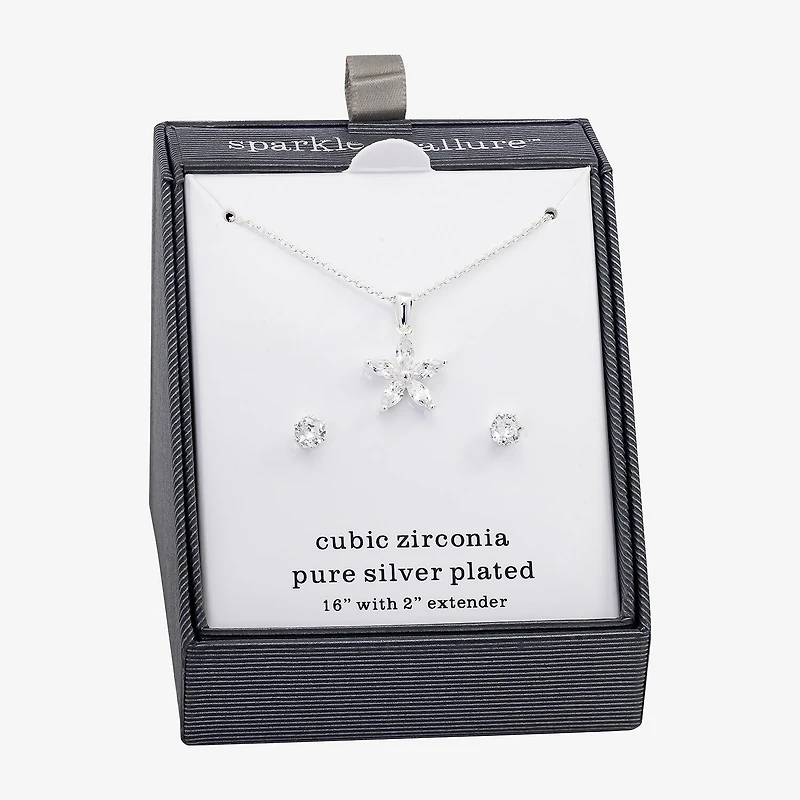 Sparkle Allure Womens Cubic Zirconia Pure Silver Over Brass Star 2-pc. Jewelry Set