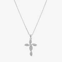 Sparkle Allure Womens Cubic Zirconia Pure Silver Over Brass Cross 16 Inch Pendant Necklace