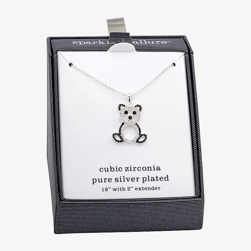 Sparkle Allure Womens Cubic Zirconia Pure Silver Over Brass 16 Inch Pendant Necklace