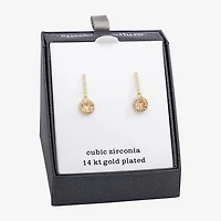 Sparkle Allure Womens Champagne Cubic Zirconia 14K Gold Over Brass Round Drop Earrings
