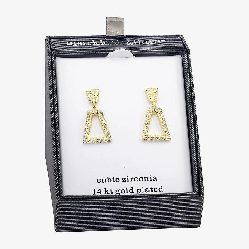Sparkle Allure Womens Cubic Zirconia 14K Gold Over Brass Drop Earrings
