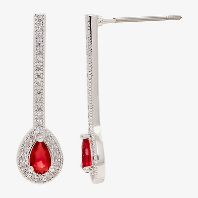 Sparkle Allure Womens Cubic Zirconia Pure Silver Over Brass Pear Drop Earrings