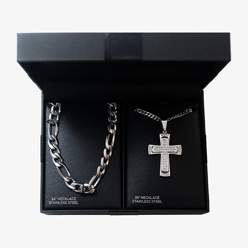 Mens Zirconia Stainless Steel 2-pc. Jewelry Set