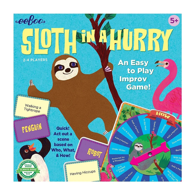 Eeboo Sloth In A Hurry Action Board Game 141-pc. Board Game