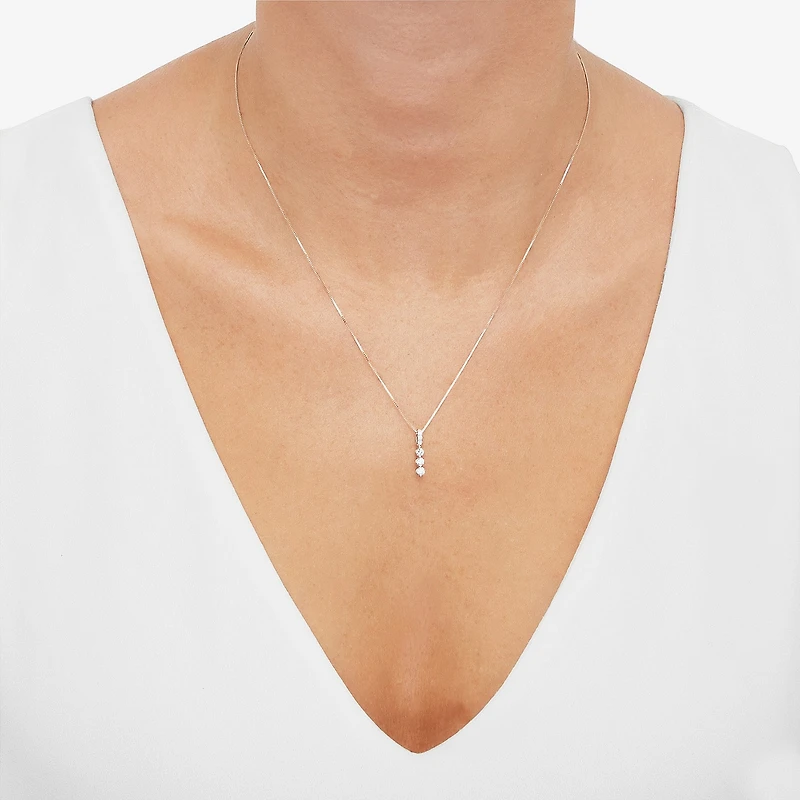 (H-I / Si1) Womens 1/4 CT. T.W. Lab Grown White Diamond Sterling Silver 18 Inch Pendant Necklace