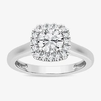 1 CT. T.W. Lab-Grown (G-H / SI1-SI2) Diamond Cushion Halo Engagement Ring 10K Gold