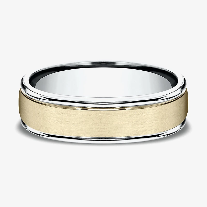 Mens 6MM 10K Two Tone Gold Wedding Band