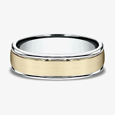 Mens 6MM 10K Two Tone Gold Wedding Band