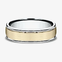 Mens 6MM 10K Two Tone Gold Wedding Band