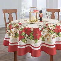 Elrene Home Fashions Red White Poinsettia 70x70 Tablecloth