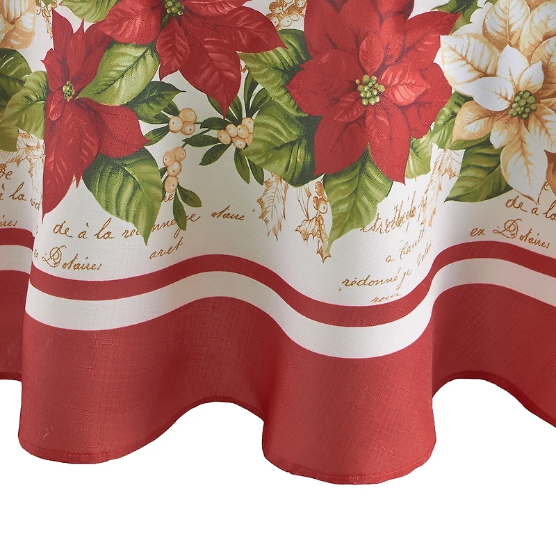 Elrene Home Fashions Red White Poinsettia 70x70 Tablecloth
