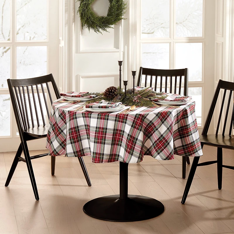 Threadmade Christmas Plaid 70x70 Tablecloth
