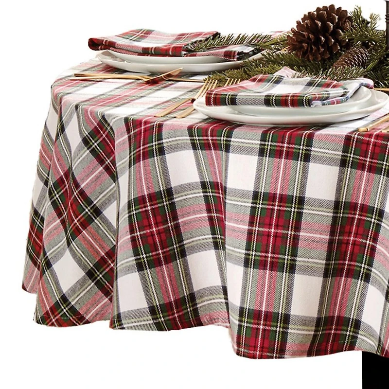 Threadmade Christmas Plaid 70x70 Tablecloth