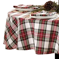 Threadmade Christmas Plaid 70x70 Tablecloth