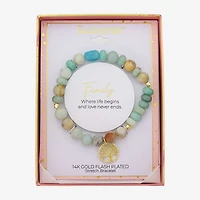 Footnotes Family Tree Charm Womens Multi Color 10K Gold Over Brass Beaded Bracelet
