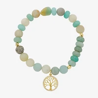 Footnotes Family Tree Charm Womens Multi Color 10K Gold Over Brass Beaded Bracelet