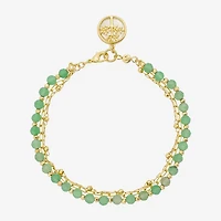 Footnotes Family Tree Charm Multi Strand Womens Green Aventurine 10K Gold Over Brass Strand Bracelet