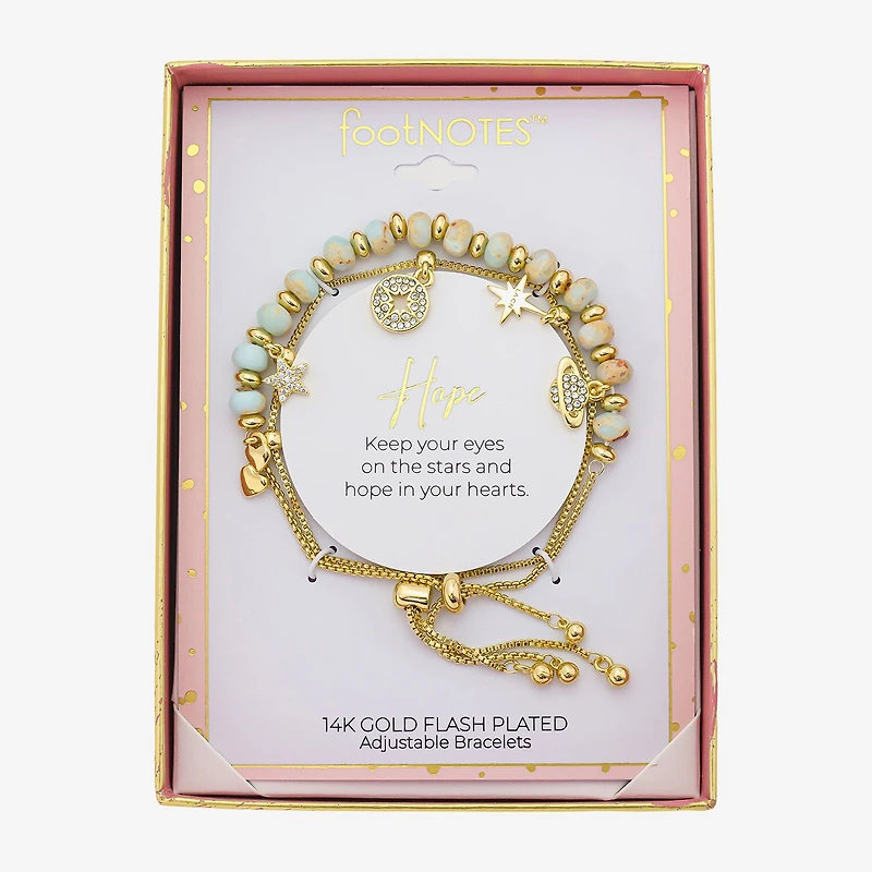 Footnotes Celestial Charm Beaded Womens Multi Color 10K Gold Over Brass Heart Star Bolo Bracelet