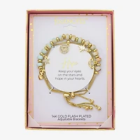 Footnotes Celestial Charm Beaded Womens Multi Color 10K Gold Over Brass Heart Star Bolo Bracelet