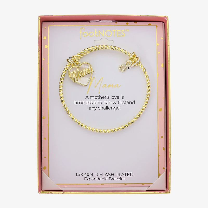 Footnotes Mama Expandable Womens White Mother Of Pearl 10K Gold Over Brass Heart Infinity Bolo Bracelet