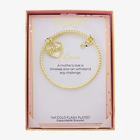 Footnotes Mama Expandable Womens White Mother Of Pearl 10K Gold Over Brass Heart Infinity Bolo Bracelet