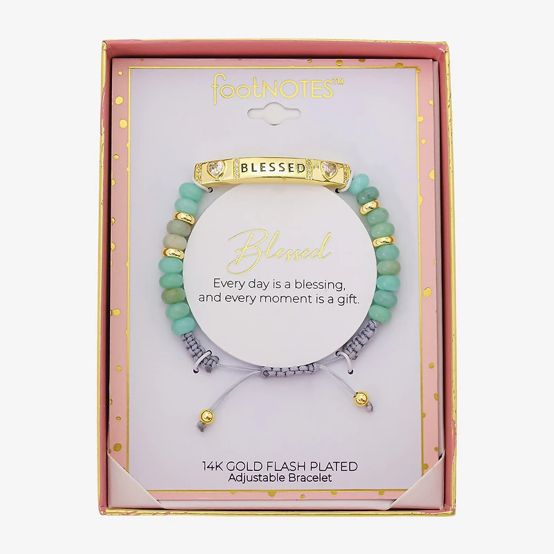 Footnotes Blessed Beaded Womens Green Jade 10K Gold Over Brass Bolo Bracelet