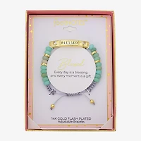 Footnotes Blessed Beaded Womens Green Jade 10K Gold Over Brass Bolo Bracelet