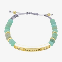 Footnotes Blessed Beaded Womens Green Jade 10K Gold Over Brass Bolo Bracelet