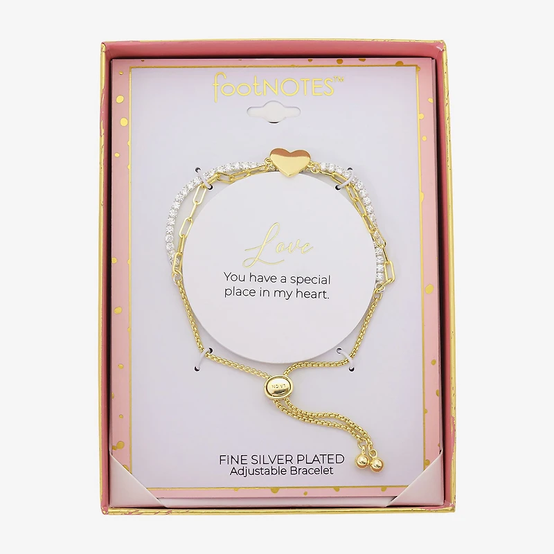 Gratitude & Grace Womens Cubic Zirconia Heart Bolo Bracelet