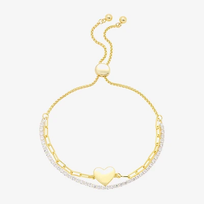 Gratitude & Grace Womens Cubic Zirconia Heart Bolo Bracelet