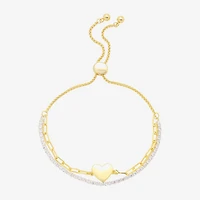 Gratitude & Grace Womens Cubic Zirconia Heart Bolo Bracelet