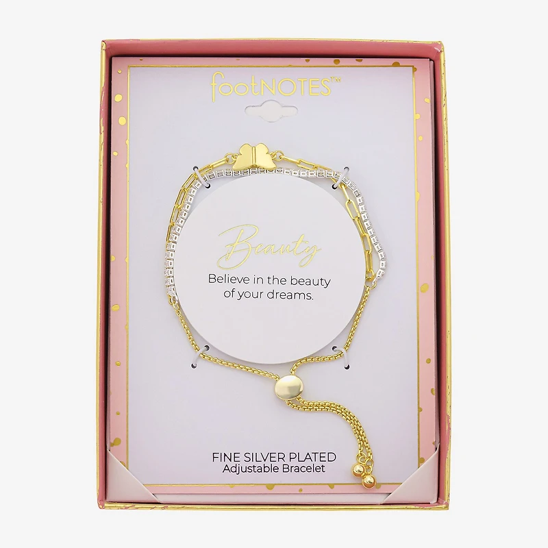 Gratitude & Grace Womens Cubic Zirconia Butterfly Bolo Bracelet
