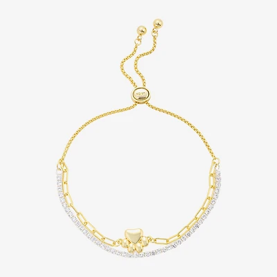 Gratitude & Grace Paw Print Womens Cubic Zirconia Bolo Bracelet