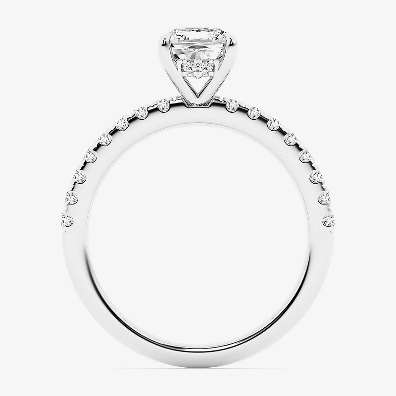 Limited Quantities! (G \ Si1) Womens 1 1/4 CT. T.W. Lab Grown White Diamond 14K Gold Cushion Side Stone Engagement Ring