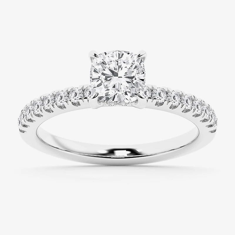 Limited Quantities! (G \ Si1) Womens 1 1/4 CT. T.W. Lab Grown White Diamond 14K Gold Cushion Side Stone Engagement Ring