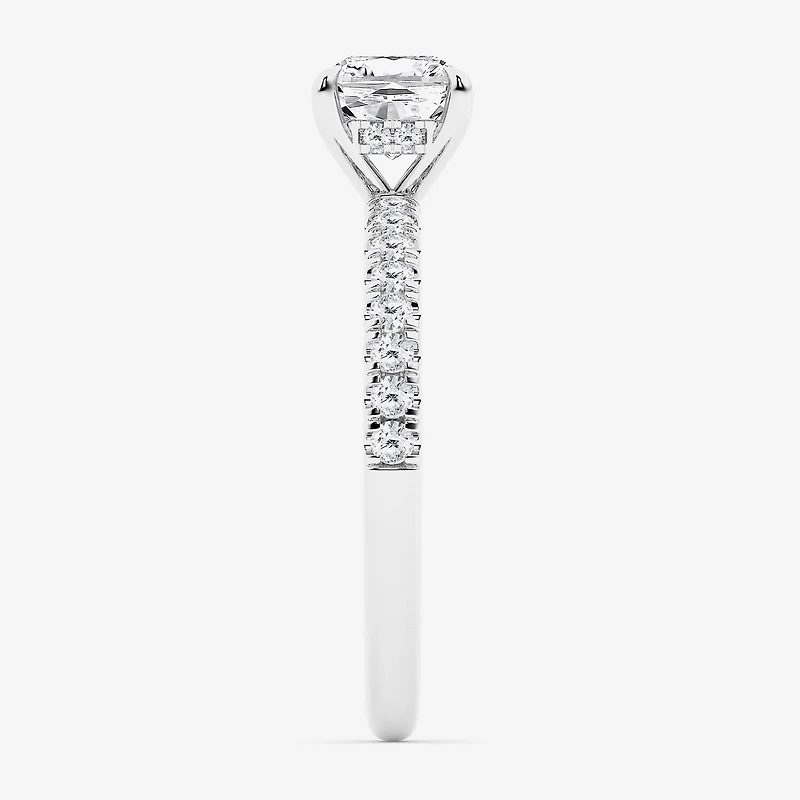 Limited Quantities! (G \ Si1) Womens 1 1/4 CT. T.W. Lab Grown White Diamond 14K Gold Cushion Side Stone Engagement Ring