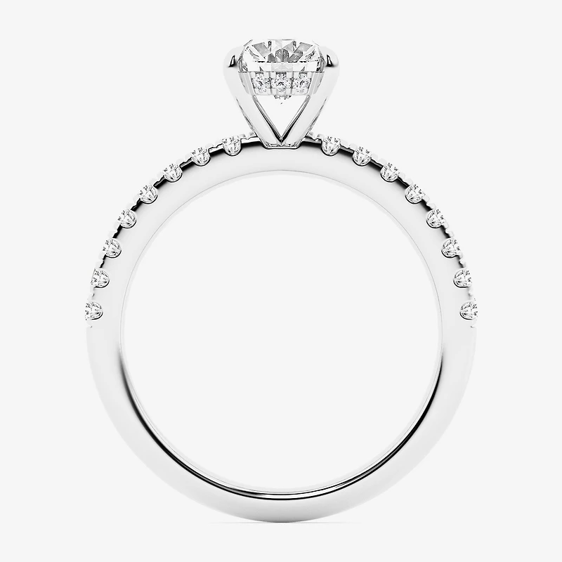 Limited Quantities! (G \ Si1) Womens 1 1/4 CT. T.W. Lab Grown White Diamond 14K Gold Oval Side Stone Engagement Ring