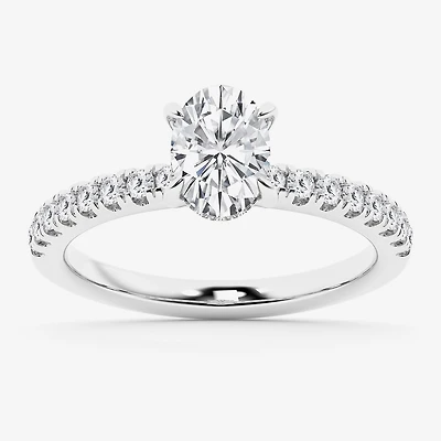 Limited Quantities! (G \ Si1) Womens 1 1/4 CT. T.W. Lab Grown White Diamond 14K Gold Oval Side Stone Engagement Ring