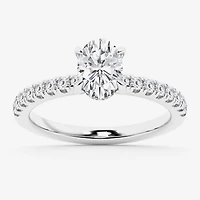 Limited Quantities! (G \ Si1) Womens 1 1/4 CT. T.W. Lab Grown White Diamond 14K Gold Oval Side Stone Engagement Ring