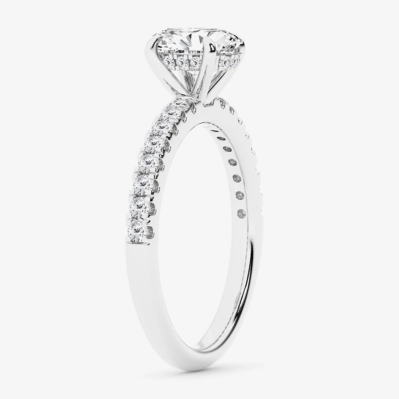 Limited Quantities! (G \ Si1) Womens 1 1/4 CT. T.W. Lab Grown White Diamond 14K Gold Oval Side Stone Engagement Ring