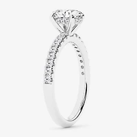 Limited Quantities! (G \ Si1) Womens 1 1/4 CT. T.W. Lab Grown White Diamond 14K Gold Oval Side Stone Engagement Ring